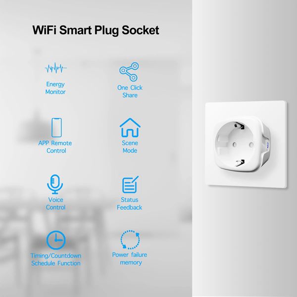 Умная розетка Tuya Smart WiFi 20A 4400Вт розетка с таймером электронная id_2617 фото