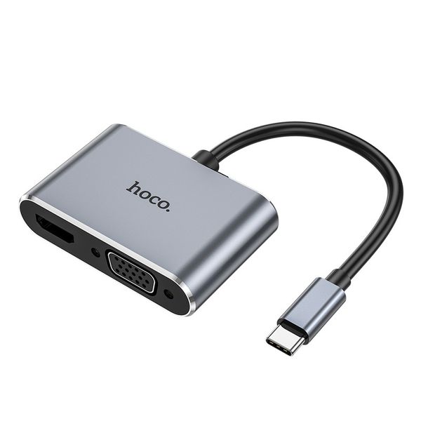 Переходник конвертер с Type-C на HDMI + VGA HOCO HB29 Type-C to HDTV converter 4K, адаптер type c to hdmi + vga id_2446 фото