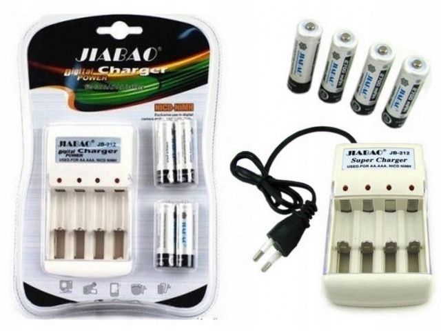 Зарядное JIABAO JB-212 + аккумуляторы 4шт 4500mAh АА пальчик 557569828 фото