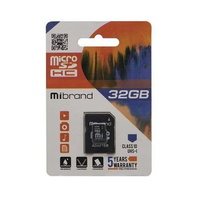 Карта Памяти Mibrand MicroSDHC 32gb 10 Class & Adapter 1301477525 фото