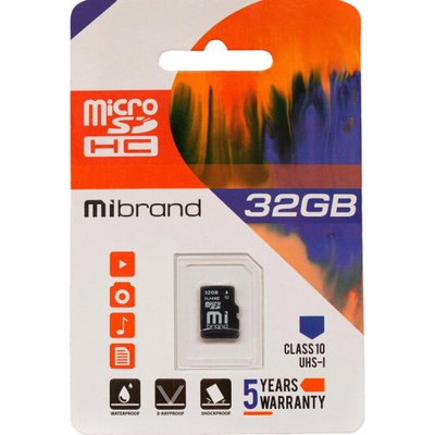 Карта Памяти Mibrand MicroSDHC 32gb 10 Class UHS-I TF карта 1574719231 фото