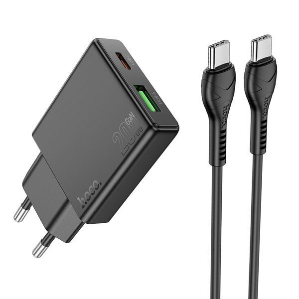 Сетевое зарядное устройство Hoco N38 Delgado PD20W+QC3.0 Type-C to Type-C id_3378 фото